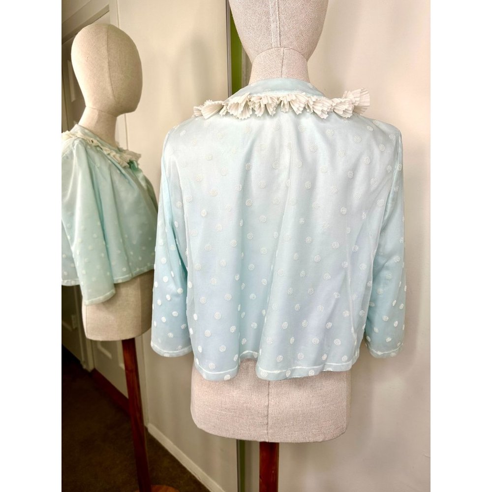 1950s Odette Barsa Ruffled Collar Bed Jacket View 3